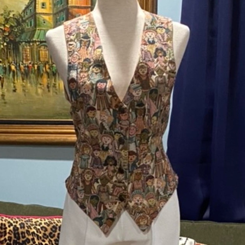 Vintage vest of people of different cultures print